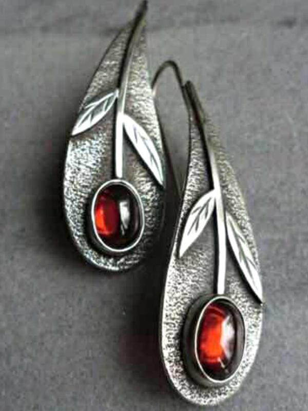 Pendientes vintage para mujer hechos de aleación roja de nácar