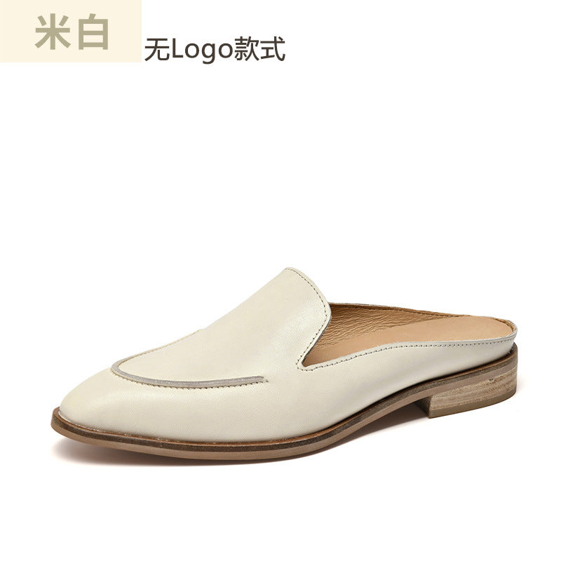 Mule leather shoes in white / black