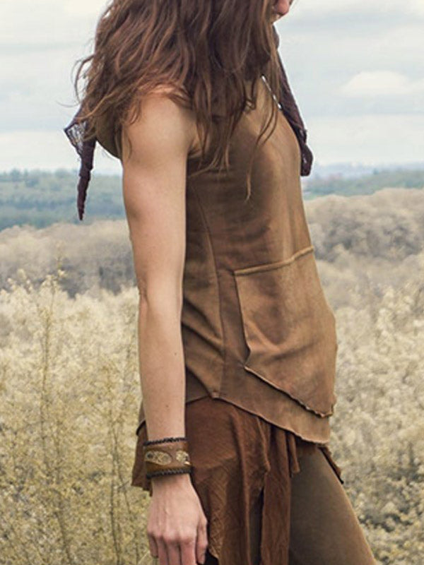 Frauen Vintage handgefärbte Tasche ärmellosen Hoodie