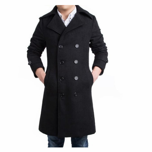 Men's Fashion Winter Long Trench Coat