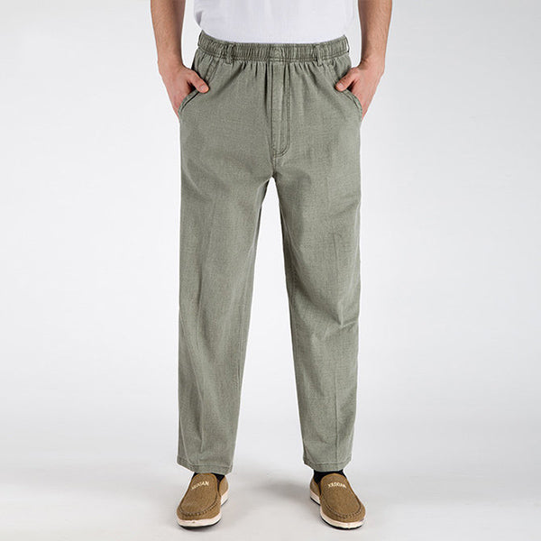 Pantalones de lino sueltos casuales para hombres