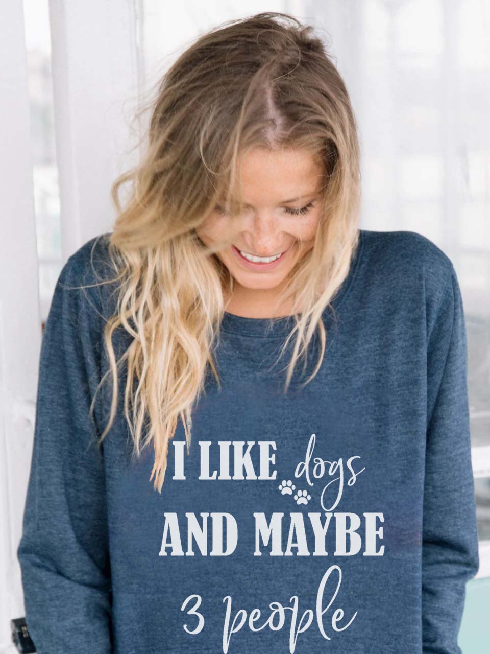 Frauen Ich mag Hunde und vielleicht 3 Personen drucken Sweatshirt