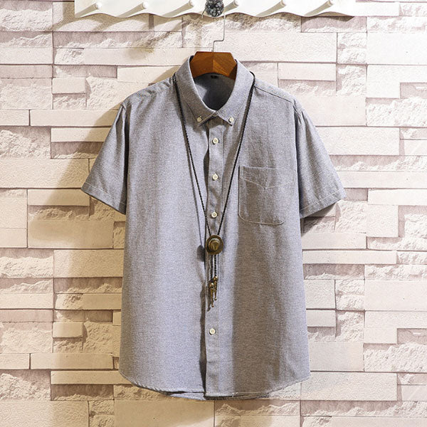 Camiseta de algodón y lino para hombre, lisa, fina, de manga corta.