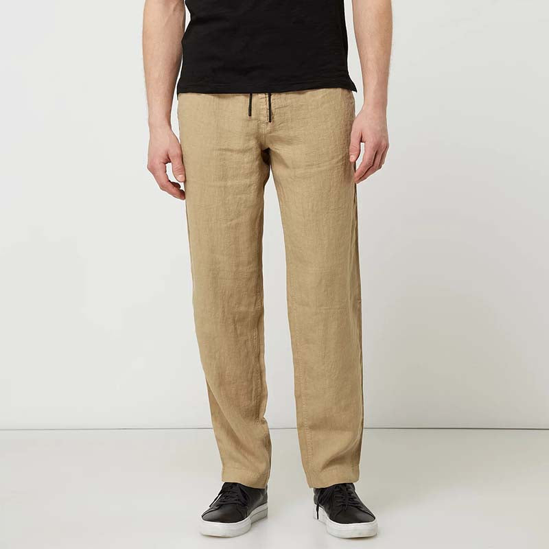 Herren Slow Fashion Sommer Cool Komfortable Kordelzug Elastic Waist Natural Leinenhose