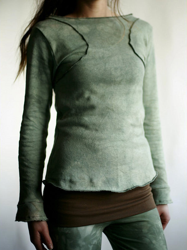 Vintage Vintage gefärbte Bio-Baumwolle Langarm Top