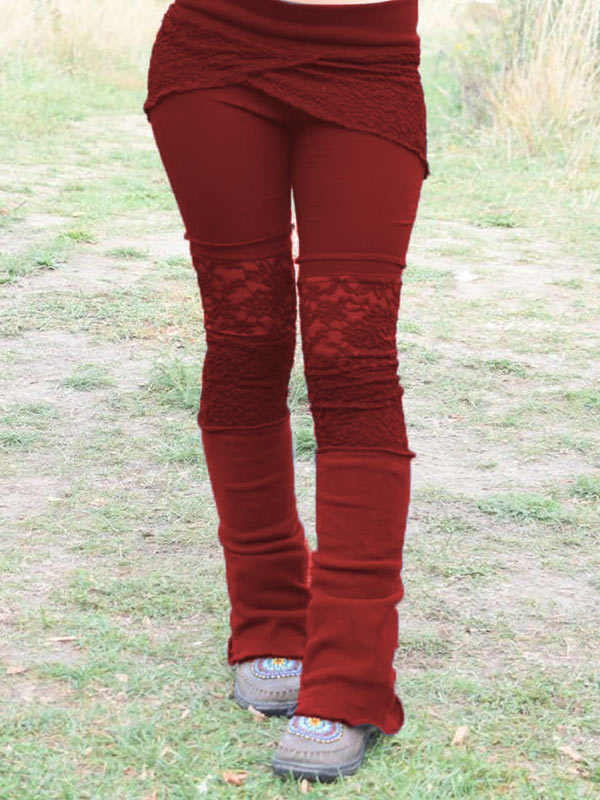 Stretch-Leggings mit Vintage-Spitzenstichen für Damen