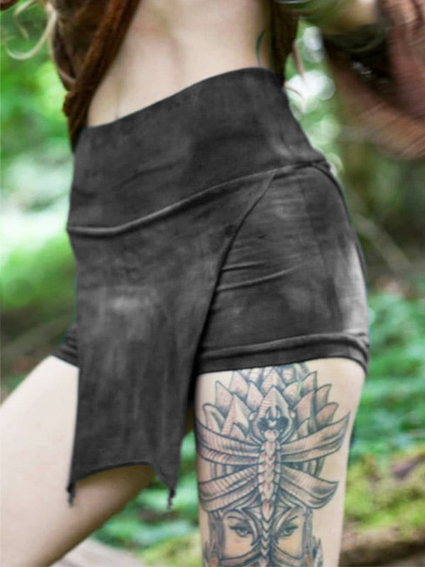 Retro gefärbte Patchwork-Shorts für Damen