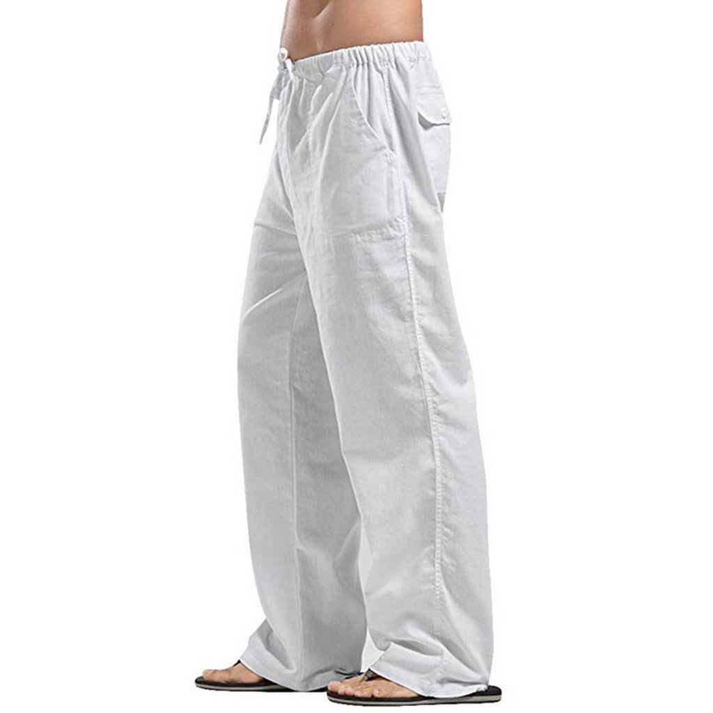 Pantalones grandes de lino para hombre