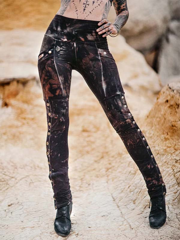 Damen Stitching Rivet Slim Stretch Leggings