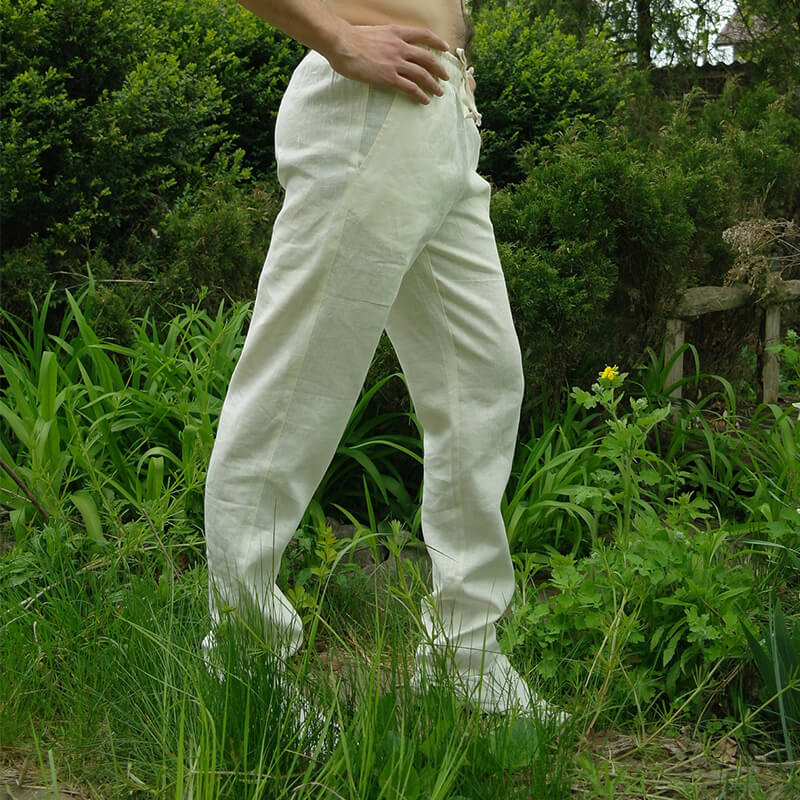 Cordones elásticos de verano frescos para hombres, pantalones de lino transpirables