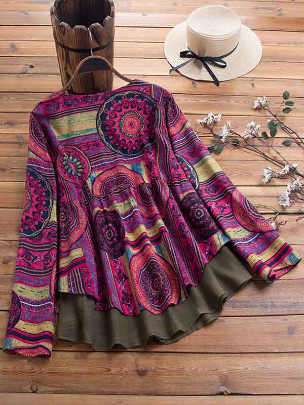 Camisa de mujer de manga larga con estampado.