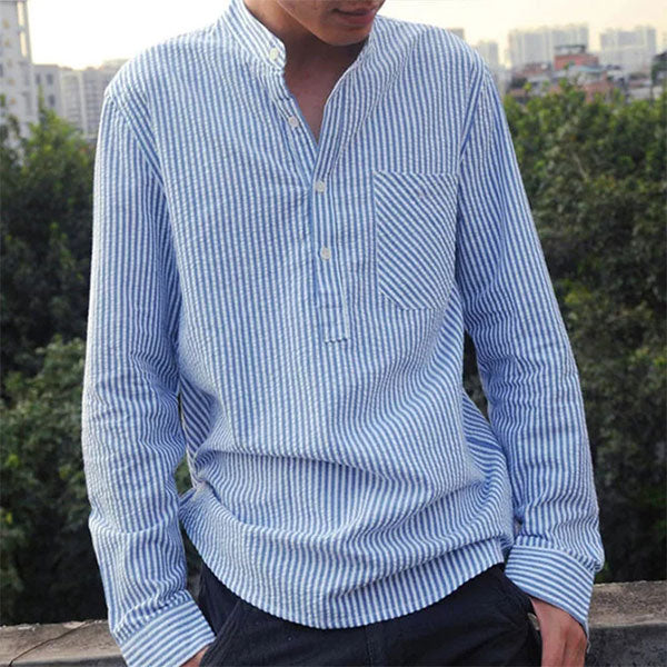 Loose Casual Striped Breathable Shirt für Herren