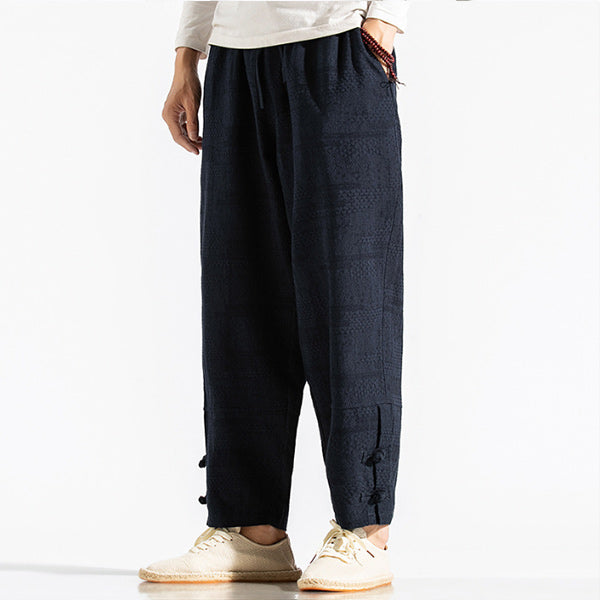 Pantalón casual para hombre en algodón y lino.