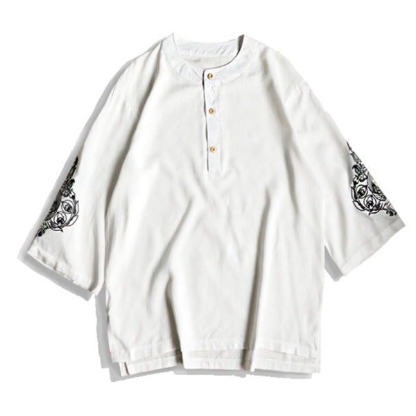Camiseta bordada estilo chino para hombre