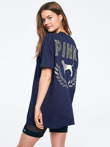 Casual T-Shirt mit Pailletten-PINK-Print