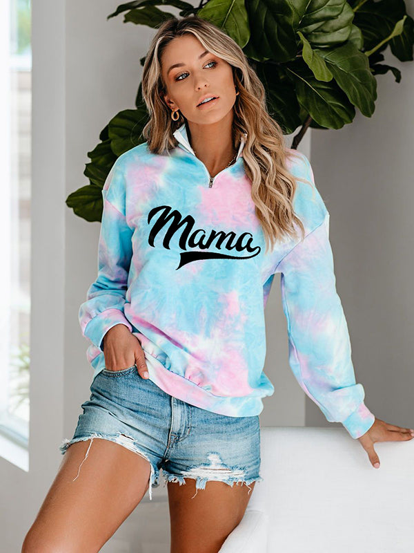 Mama Baumwolle Tie Dye Zip Sweatshirt