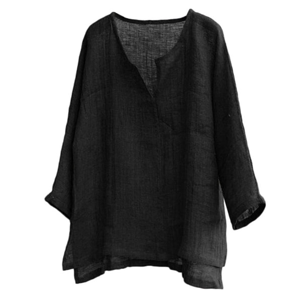 Camisa de lino ligera y cómoda para hombre con escote en V