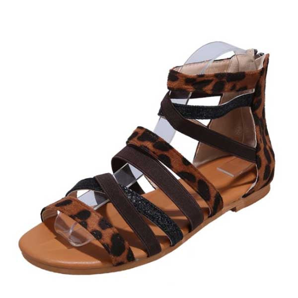 Flache römische Damenschuhe Sandalen mit lässigem Druck