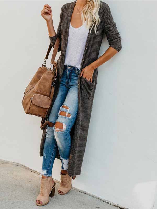 Jersey de bolsillo de manga larga abotonado