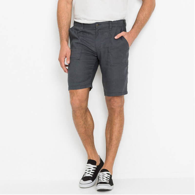 Pantalones cortos transpirables, ligeros y suaves hechos de lino natural, para hombres de estilo urbano de verano