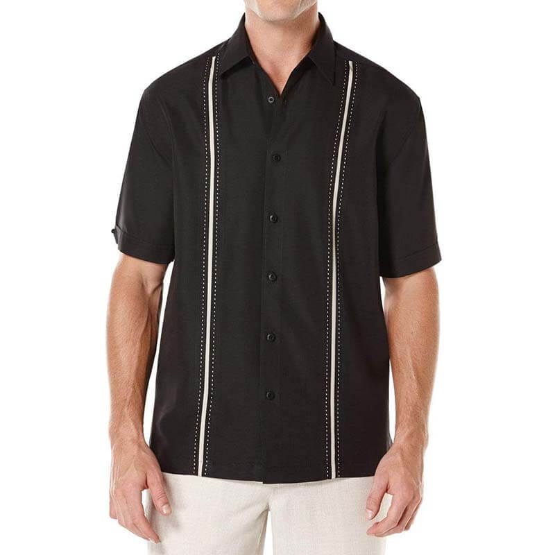 Herrenmode Classic Summer Bequeme gestreifte Kurzarm-Baumwoll-Leinenhemden