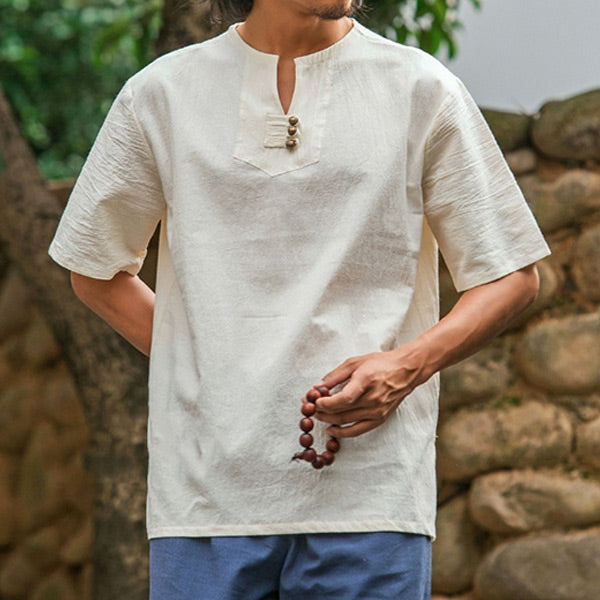 Verano verano camisa de algodón y lino