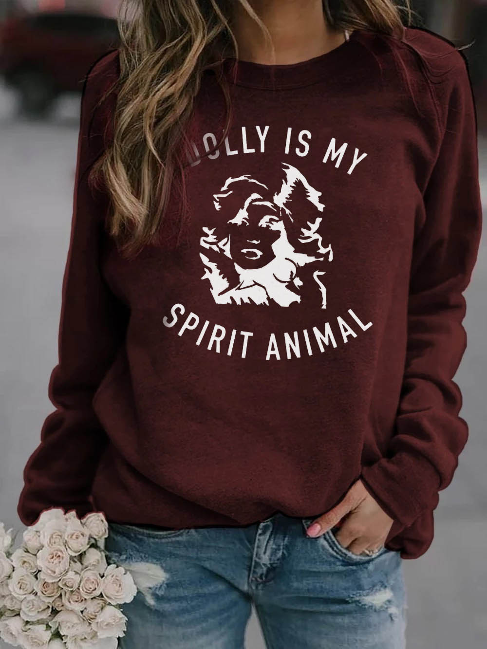 Frau Dolly ist mein Geist Tier gemalt Sweatshirt