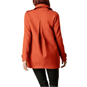Plus Size Buttoned Solid Casual Shawl Collar Coat