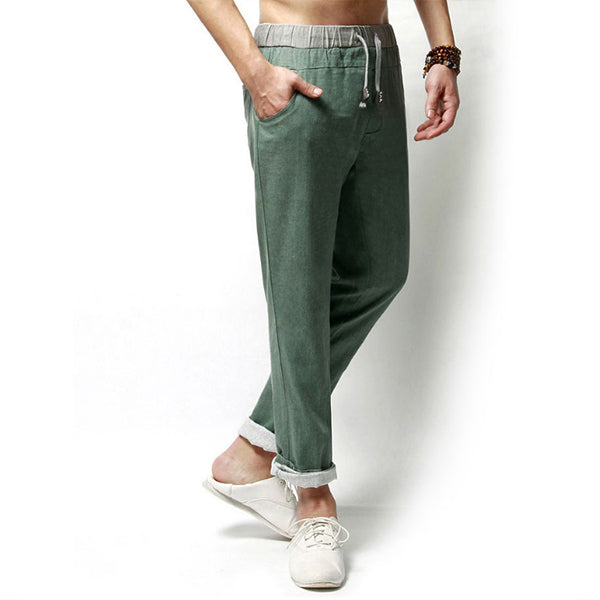 Vyriškos kasdieninės kelnės iš medvilnės ir lino