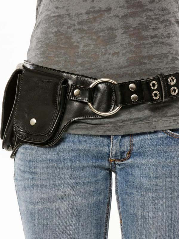 Damen Leder-Gürteltasche mit Verstellbarem Gürtel