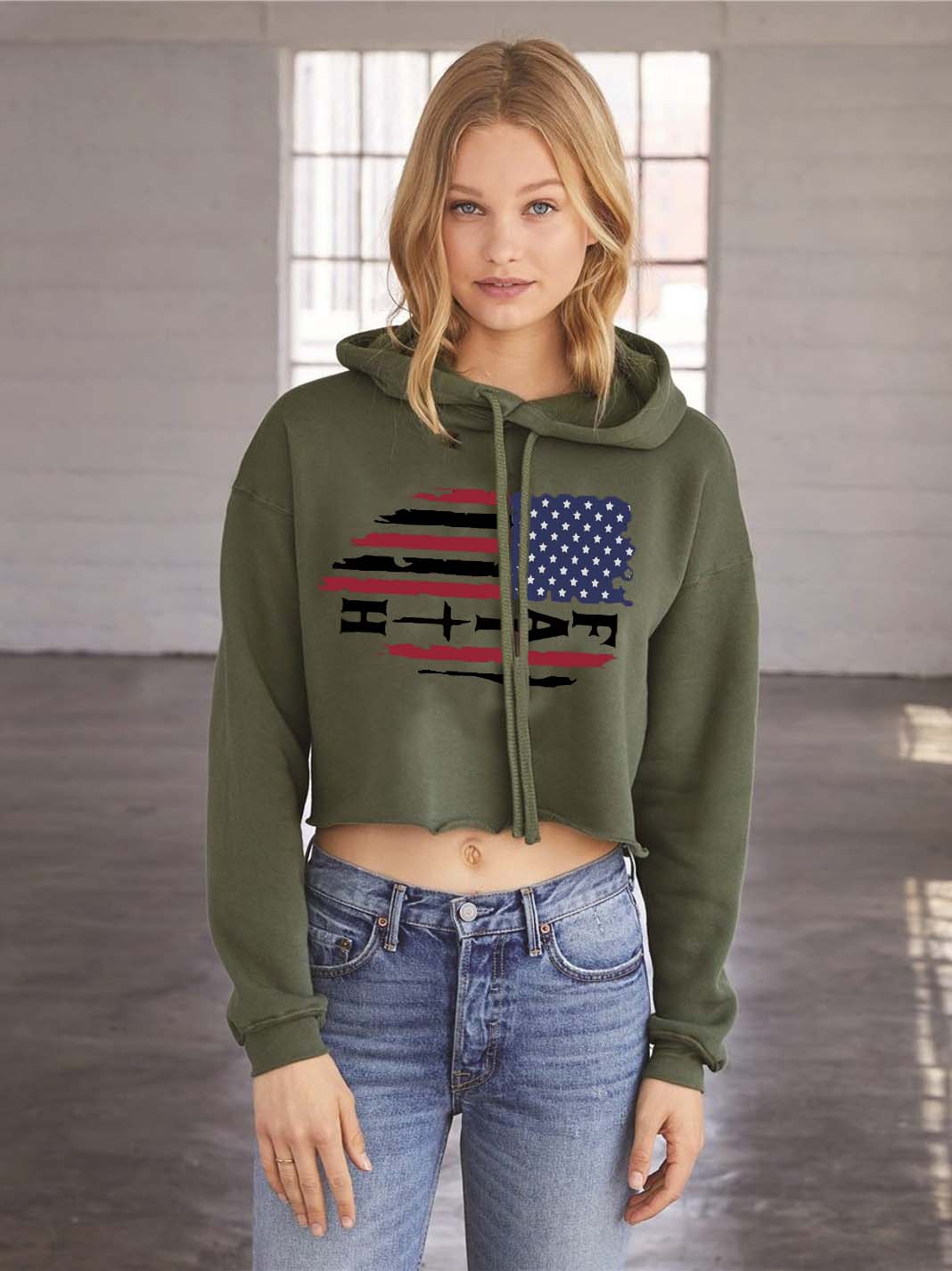 Suéter con letra de fe de la bandera americana de Frauen