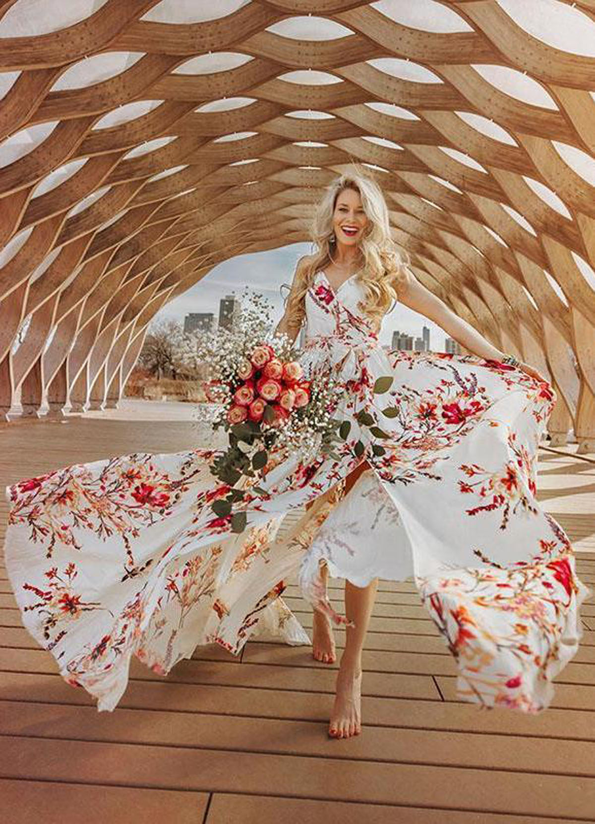 Boho Vacation Beach Print Ärmelloses Kleid