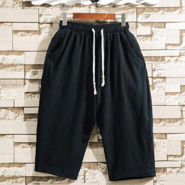 Pantalones harén para hombre confeccionados en lino de algodón.