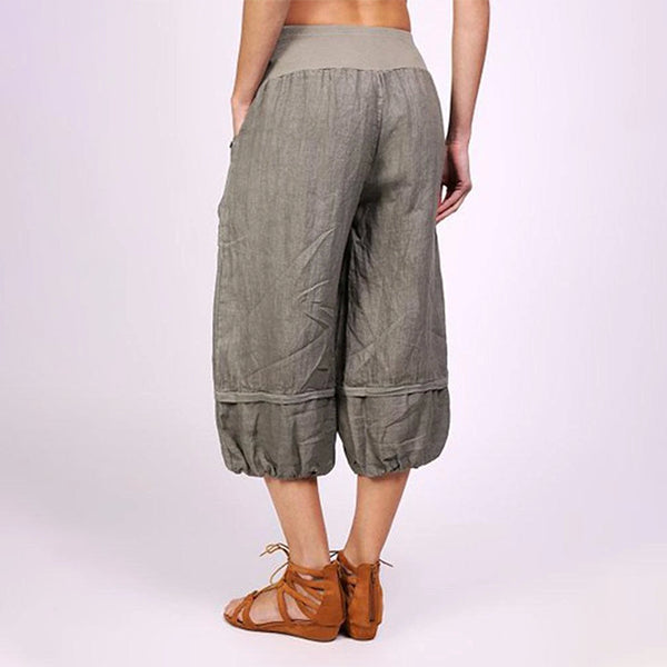 Frauen einfarbige elastische Taille Jogger Capris