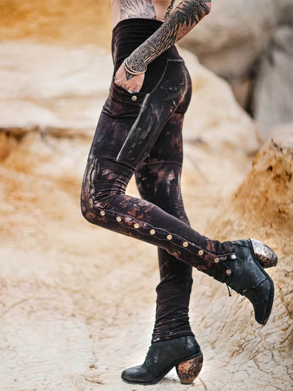 Damen Stitching Rivet Slim Stretch Leggings