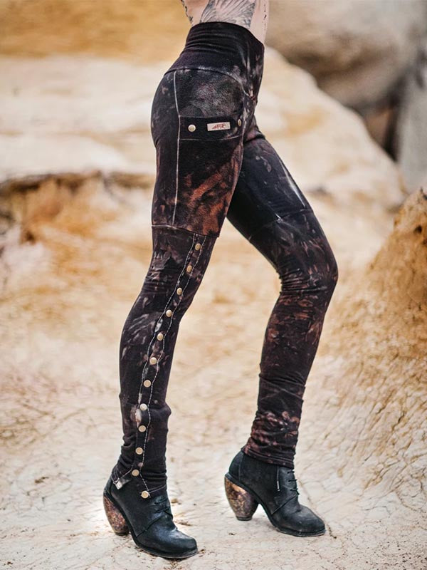 Damen Stitching Rivet Slim Stretch Leggings