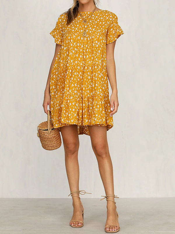 Boho-Blumenkleid mit Rüschenärmeln