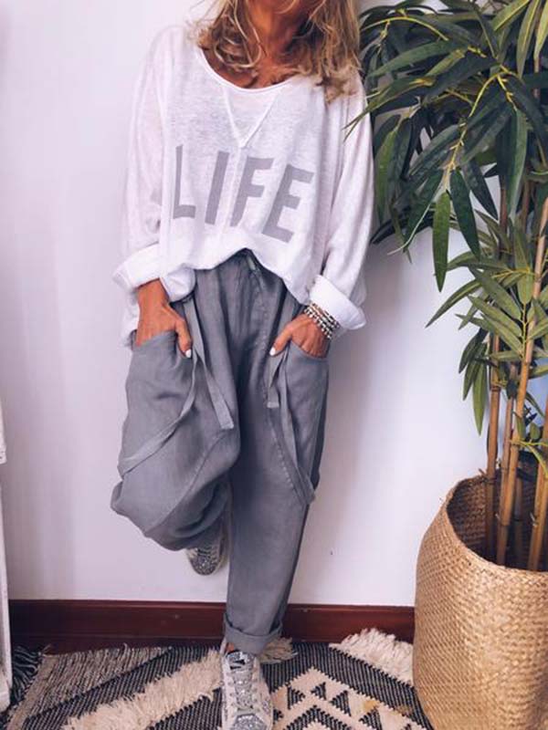 Damen T-shirt Große Größe Shirt Mit Print LIFE