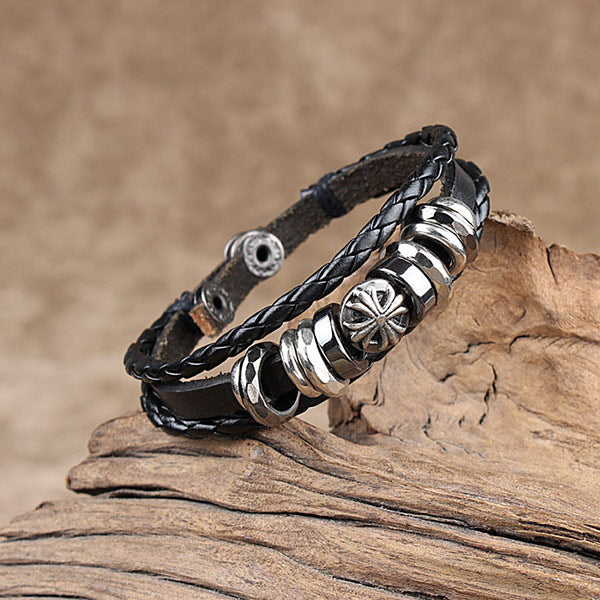 Pulsera de cuero hecha a mano de los hombres