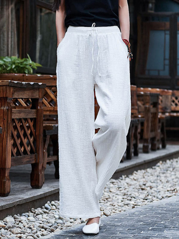 Corbatas grandes de lino y algodón retro para mujer