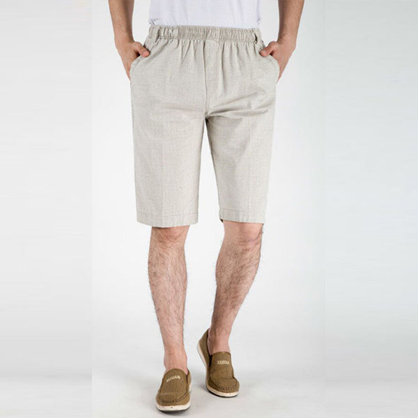 Shorts de lino para hombres con cintura elástica