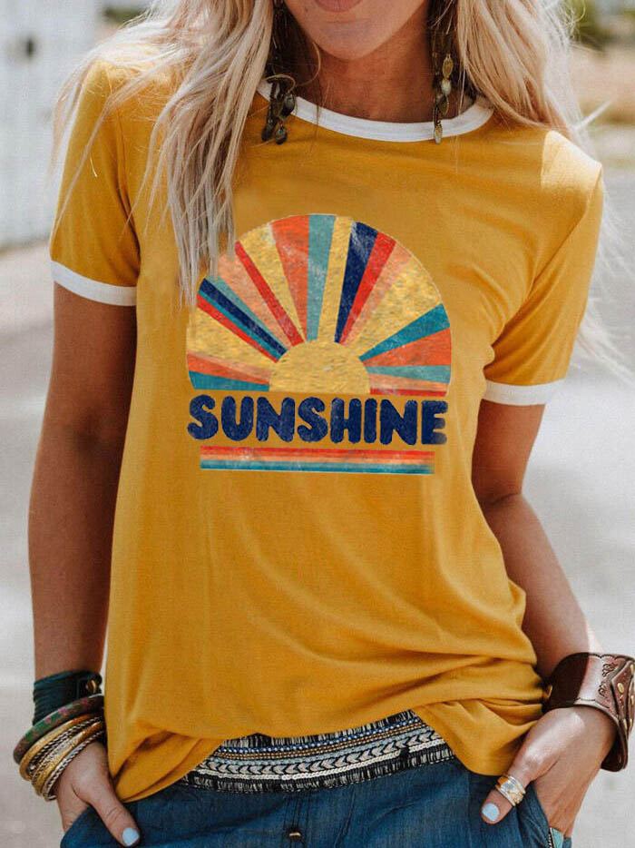 Sonnenschein Regenbogen O-Ausschnitt T-Shirt