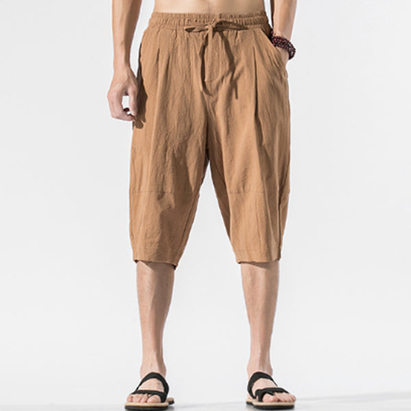 Šaunūs ir patogūs kinietiško stiliaus lininiai šortai
