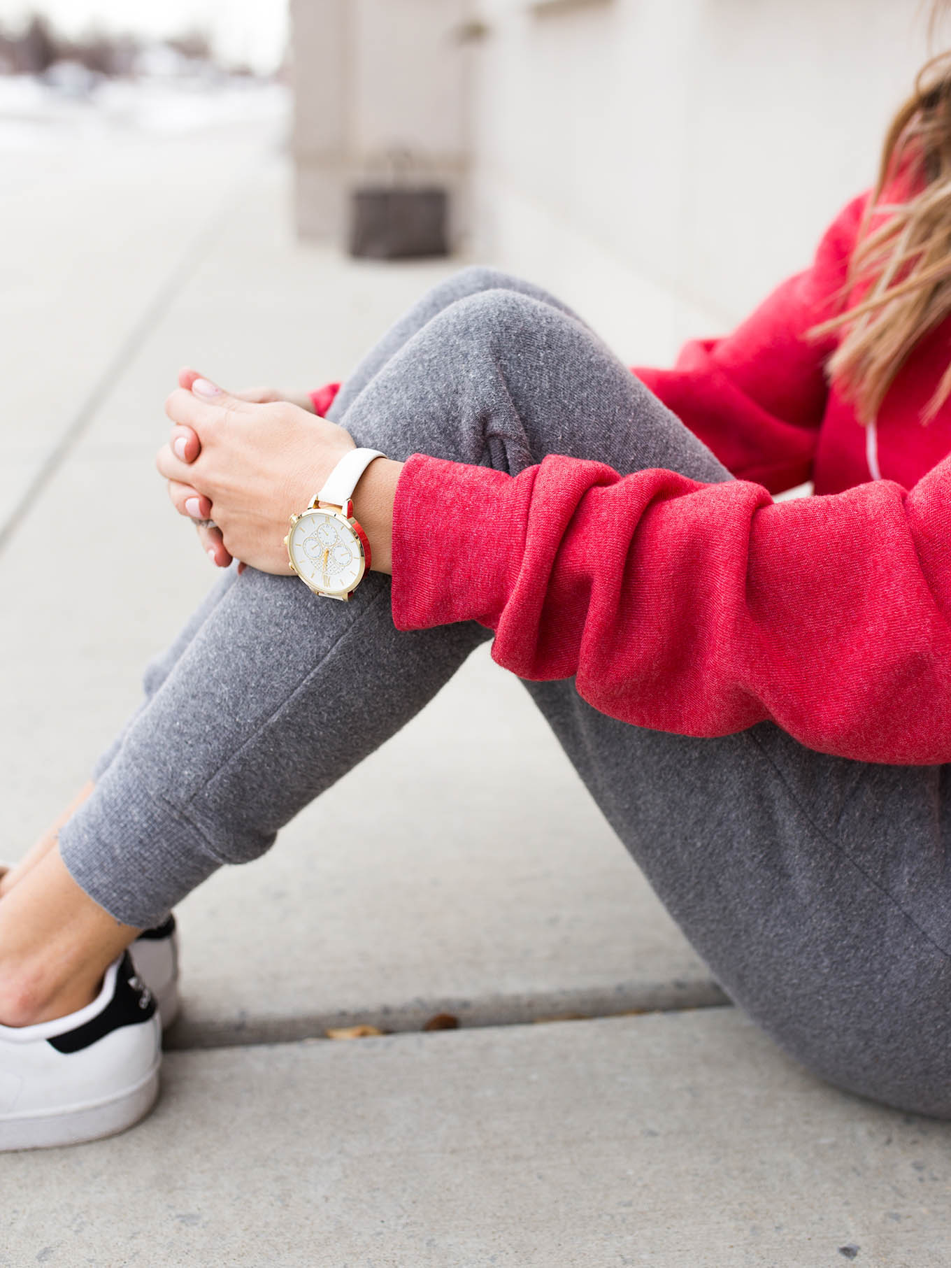 Heart print long sleeve hoodie