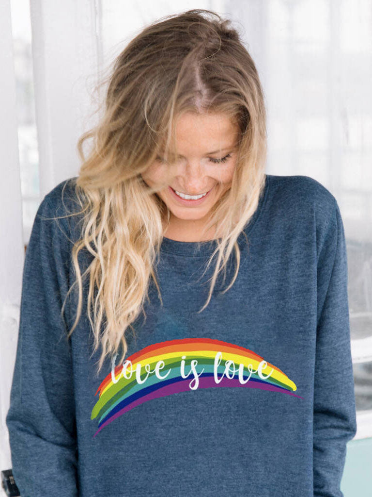 Liebe ist Liebe Regenbogen Print Pullover