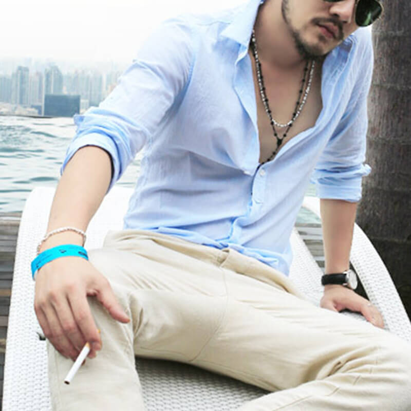 Stilvolles natürliches Langarm-Leinenhemd für Herren