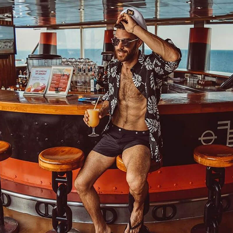 Camisa informal de flores de estilo hawaiano de verano para hombres con mangas largas