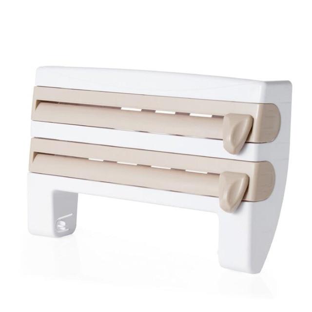 Nueva cocina cortador de película de aluminio soporte de toalla de papel dispensador de rodillos de montaje en pared
