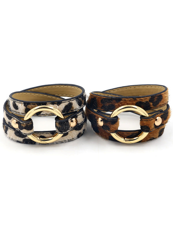 Pulsera de anillo de aleación de caballo leopardo para mujer