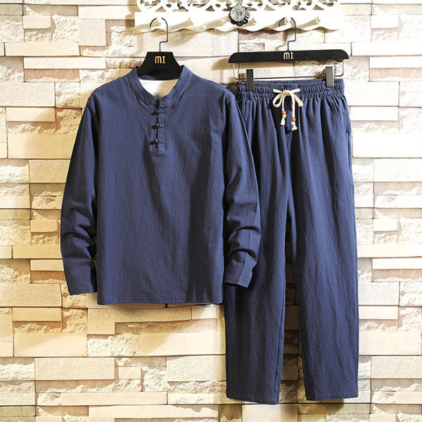 Conjunto de pantalón para hombre &quot;Loose Edition Button&quot;, de manga larga